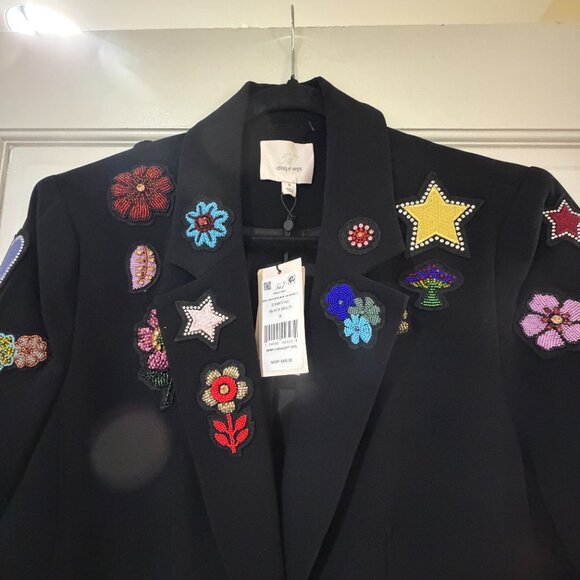 NWT $495 Cinq a Sept Black Jacket w Multicolored beads and Rhinestones sz 8 - Picture 5 of 7